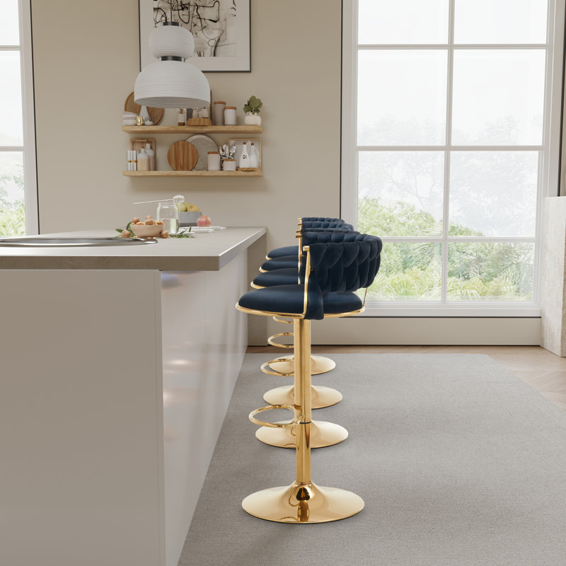 Everly Quinn Lorese Swivel Upholstered Adjustable Height Counter Stool ...